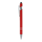 Stylo en aluminium recyclé avec clip robuste et encre noire couleur rouge troisième vue