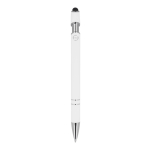 Stylo en aluminium recyclé avec clip robuste et encre noire couleur blanc quatrière vue