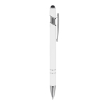 Stylo en aluminium recyclé avec clip robuste et encre noire couleur blanc cinquième vue