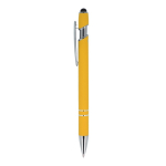 Stylo en aluminium recyclé avec clip robuste et encre noire couleur jaune troisième vue