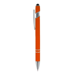 Stylo en aluminium recyclé avec clip robuste et encre noire couleur orange troisième vue