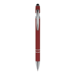 Stylo en aluminium recyclé avec clip robuste et encre noire couleur rouge foncé deuxième vue