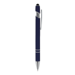 Stylo en aluminium recyclé avec clip robuste et encre noire couleur bleu foncé cinquième vue
