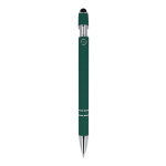 Stylo en aluminium recyclé avec clip robuste et encre noire couleur vert foncé quatrière vue