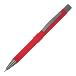 Stylo en aluminium au toucher doux, corps fin et encre noire couleur rouge
