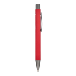 Stylo en aluminium au toucher doux, corps fin et encre noire couleur rouge cinquième vue