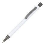 Stylo en aluminium au toucher doux, corps fin et encre noire couleur blanc