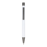 Stylo en aluminium au toucher doux, corps fin et encre noire couleur blanc deuxième vue