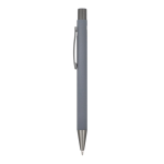 Stylo en aluminium au toucher doux, corps fin et encre noire couleur gris troisième vue
