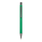 Stylo en aluminium au toucher doux, corps fin et encre noire couleur vert deuxième vue