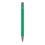 Stylo en aluminium au toucher doux, corps fin et encre noire couleur vert quatrière vue