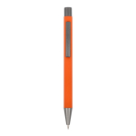 Stylo en aluminium au toucher doux, corps fin et encre noire couleur orange deuxième vue