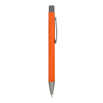 Stylo en aluminium au toucher doux, corps fin et encre noire couleur orange cinquième vue