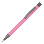 Stylo en aluminium au toucher doux, corps fin et encre noire couleur rose