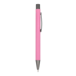 Stylo en aluminium au toucher doux, corps fin et encre noire couleur rose cinquième vue