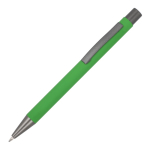 Stylo en aluminium au toucher doux, corps fin et encre noire couleur vert lime