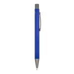 Stylo en aluminium au toucher doux, corps fin et encre noire couleur bleu foncé cinquième vue