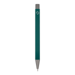 Stylo en aluminium au toucher doux, corps fin et encre noire couleur vert foncé quatrière vue