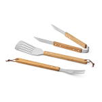 Set de barbecue dans un coffret en bambou avec ustensiles pour grill couleur naturel troisième vue