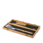 Set de barbecue dans un coffret en bambou avec ustensiles pour grill vue principale