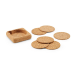 Set de sous-verres ronds en liège naturel fabriqué en Europe couleur naturel deuxième vue