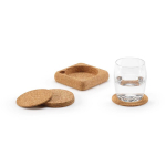 Set de sous-verres ronds en liège naturel fabriqué en Europe couleur naturel vue d'ambiance
