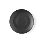 Assiette plate en céramique avec finition mate, fabriquée en Europe couleur noir vue frontale