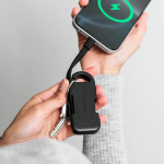 Chargeur portable porte-clés compact en plastique recyclé 1 000 mAh couleur noir septième vue