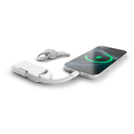 Chargeur portable porte-clés compact en plastique recyclé 1 000 mAh couleur blanc cinquière vue