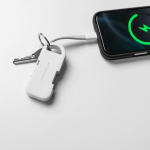 Chargeur portable porte-clés compact en plastique recyclé 1 000 mAh couleur blanc sixième vue