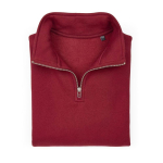 Sweat-shirt unisexe en coton bio avec fermeture 1/4 340g/m² Malibu couleur bordeaux deuxième vue frontale