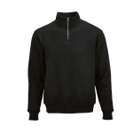 Sweat-shirt unisexe en coton bio avec fermeture 1/4 340g/m² Malibu couleur noir vue frontale
