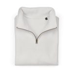 Sweat-shirt unisexe en coton bio avec fermeture 1/4 340g/m² Malibu couleur blanc deuxième vue frontale