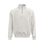 Sweat-shirt unisexe en coton bio avec fermeture 1/4 340g/m² Malibu couleur blanc vue frontale