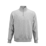 Sweat-shirt unisexe en coton bio avec fermeture 1/4 340g/m² Malibu couleur gris chiné vue frontale