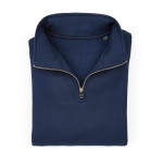 Sweat-shirt unisexe en coton bio avec fermeture 1/4 340g/m² Malibu couleur bleu marine deuxième vue frontale