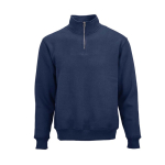 Sweat-shirt unisexe en coton bio avec fermeture 1/4 340g/m² Malibu couleur bleu marine vue frontale