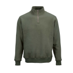 Sweat-shirt unisexe en coton bio avec fermeture 1/4 340g/m² Malibu couleur vert militaire vue frontale