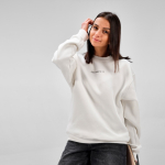 Sweat-shirt unisexe en coton biologique à col rond 340 g/m² Nazaré couleur blanc vue d'ambiance