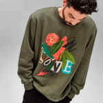 Sweat-shirt unisexe en coton biologique à col rond 340 g/m² Nazaré couleur vert militaire