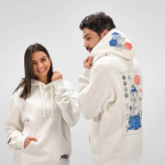 Sweat à capuche unisexe en coton biologique 340g/m² Tulum couleur blanc