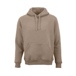 Sweat à capuche unisexe en coton biologique 340g/m² Tulum couleur marron clair vue frontale