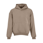 Sweat unisexe oversize 340 g/m² en coton et polyester recyclé Ericeira couleur marron clair vue frontale