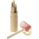 Set de crayons en bois FSC dans un tube en carton avec taille-crayon première vue
