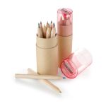 Set de crayons en bois FSC dans un tube en carton avec taille-crayon quatrième vue