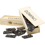 Jeu de dominos avec pièces en bois FSC dans un étui en bois troisième vue