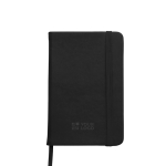 Carnet A5 en PU recyclé avec fermeture élastique et pages lignées couleur noir avec zone d'impression