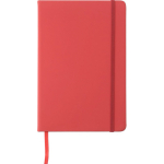 Carnet A5 en PU recyclé avec fermeture élastique et pages lignées couleur rouge première vue