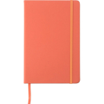 Carnet A5 en PU recyclé avec fermeture élastique et pages lignées couleur orange première vue