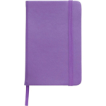 Carnet A5 en PU recyclé avec fermeture élastique et pages lignées couleur violet première vue